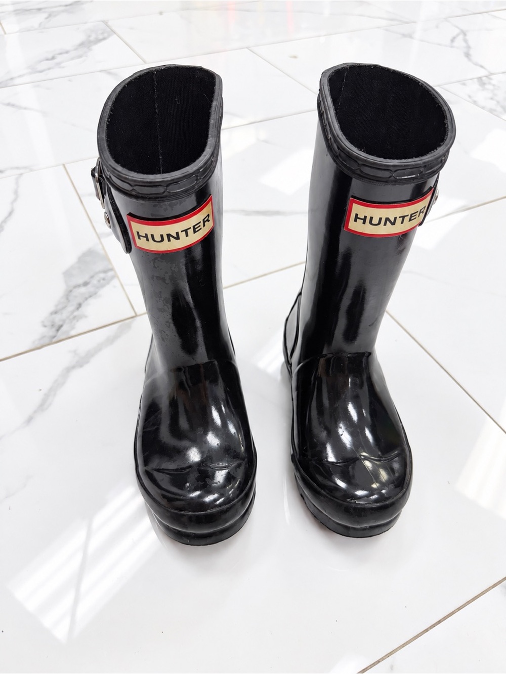 Hunter Kids Black Gloss Rain Boots